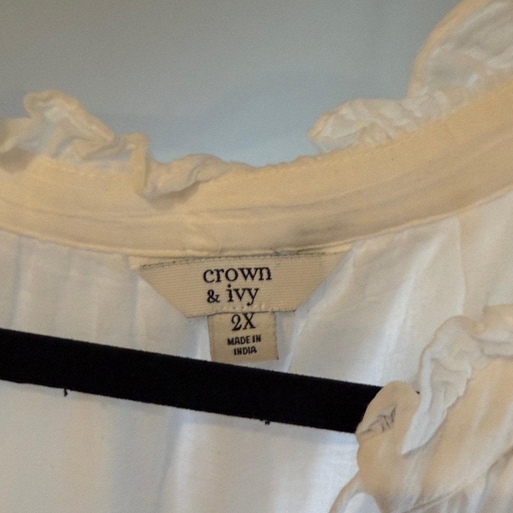 crown & ivy White Sleeveless Tiered Dress with Red Embroidery - Picture 3 of 5